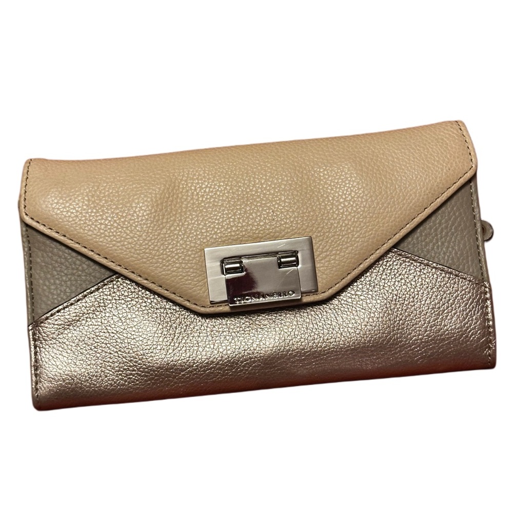 Tignanelle wallet leather silver‎ taupe tan